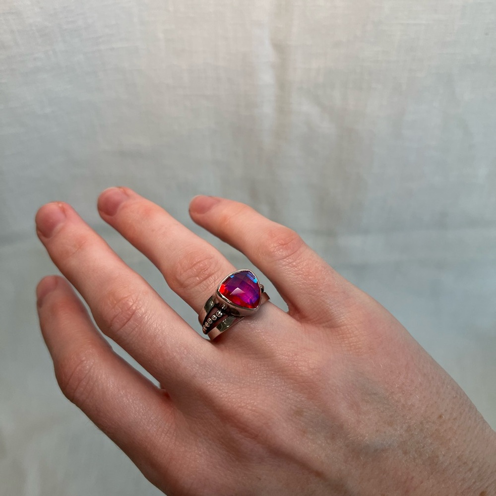 Sterling Silver Mystic Topaz Ring (Adjustable) - Picture 3 of 6